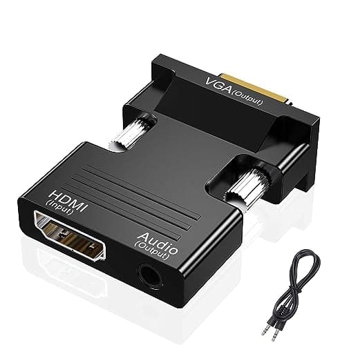Image of HDMI to VGA Adapter with 3.5 mm Audio Cable, HDMI to VGA Adapter, Hdmi Female to VGA Male Converter with Full HD 1080p Audio Video Output for Monitor, TV, Computer, Laptop, PC, Projector and More