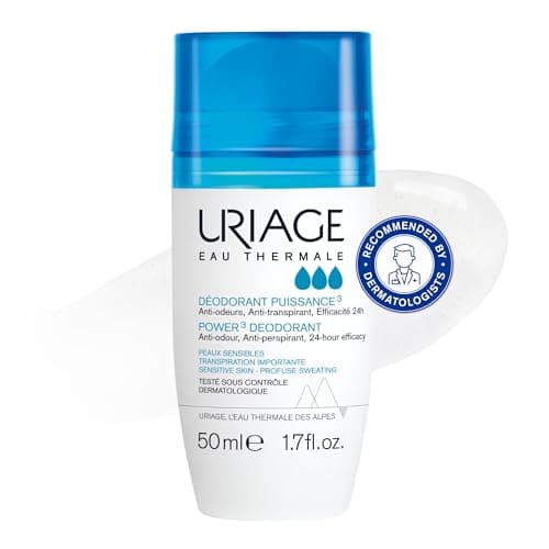 Image of Uriage Power3 Antiperspirant Deodorant Roll-On - 24H Sweat & Odor Efficacy - Dry Touch - No White Marks - No Yellow Stains - Fresh Unisexe Scent - Long-Lasting formula - Alcohol-Free - Hypoallergenic