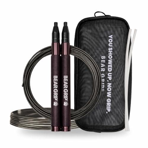 Image of BEAR GRIP Elite Speed Skipping Rope for Adults – Jumping Speed Rope for HIIT, CrossFit, Boxing, MMA, Home Workout, Fat Burning – Fitness & Gym Equipment for Men and Women - Dark Purple