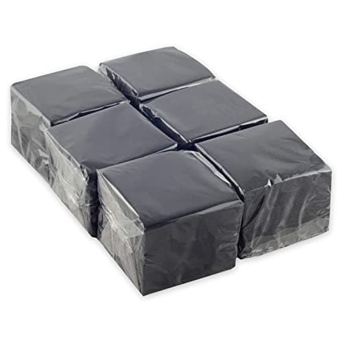 Image of Hostelnovo - Pack of 600 black table napkins, disposable paper - micro quilted paper - 10 x 10 cm (folded) and 20 x 20 cm (unfolded) - ideal for catering, bars and parties