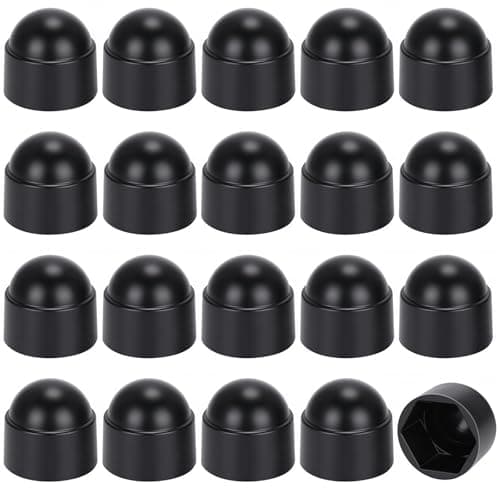 Image of Noosverl M12(19mmwheel nut covers),Black Plastic Hex Nut Bolt Dome Cap Cover,Nut and Bolt Protective Caps Cover Hexagonal,20PCS