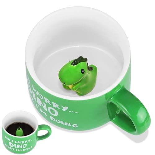 Image of Iceten 3D Animal Dinosaur Coffee Cup, 12oz Ceramic Coffee Mug, Cute Mug for Tea Juice Milk Chocolate Cappuccino, Cool Gifts for Birthday Valentines Mothers Day Easter Christmas