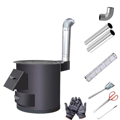 Image of Cold Rolled Steel Wood Burning Stove for Home Heating & Cooking Indoor Use 16in Portable Stove with Accessories Secondary Combustion Ideal for Camping & RV Travel