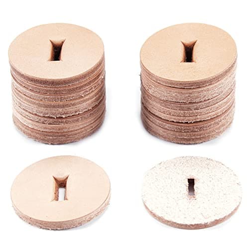 Image of Cowhide Leather Handle Washers - Round w/Slot - (1.50 x .125) - (Natural) - USA Made - (for Knife Making & Hobby) - (20 Pack)
