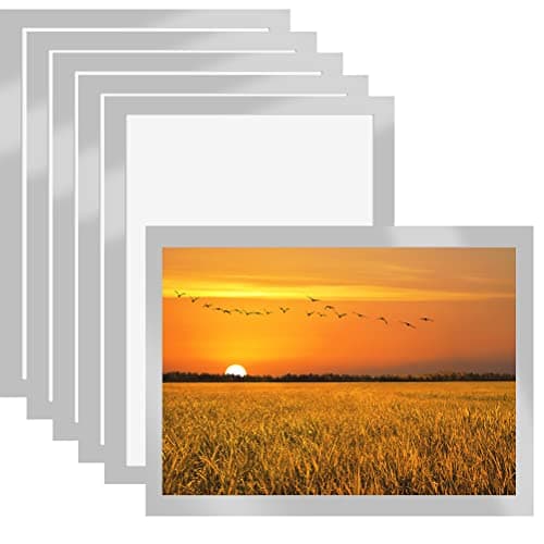 Image of 6PCS A3 Magnetic Photo Frames, Self Adhesive Magnetic Picture Frames, Magnet Poster Frame Magnet A3 Paper Display Frame for Paintings, Photos, Notices, Ads, Certificate, Poster(Silver)