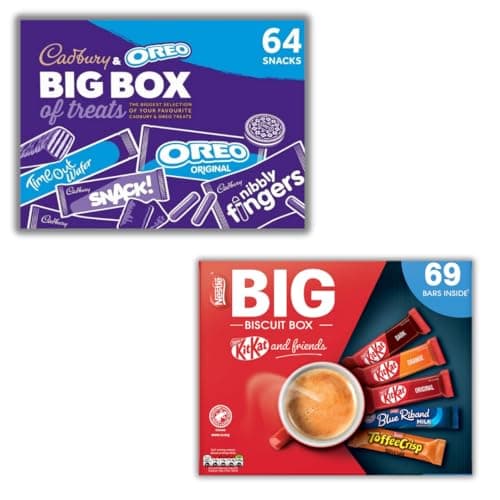 Image of Nestlé The Big Biscuit Box - 69 Bars And Cadbury & Oreo Box Of Treats - 64 Bars (133 Total Snack Bar Boxed) - sold by Persis