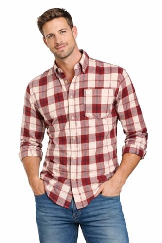 Image of Blu Apparel Men's Checked Shirt Mens Shirts Short Sleeve and Long Sleeve Cotton Casual Shirt for Men (UK, Alpha, L, Regular, Regular, Red/Navy)