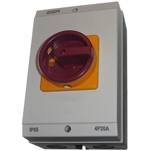 Image of 20 Amp 4 Pole Rotary On Off Isolator Switch - Large IP65 Weatherproof Enclosure