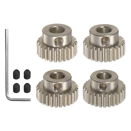 Image of sourcing map 48P 7075 Aluminum Pinion Motor Gear Set 4pcs 24T 25T 26T 27T Fit 5mm RC Motor Shaft 48 Pitch Gears for RC Car, with Hex Key