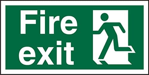 Image of Seco Fire Exit - Fire Exit & Man Running Left Sign, 300mm x 150mm - Self Adhesive Vinyl