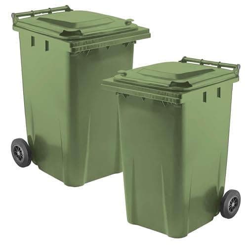 Image of STAR SUPPLIES Standard Size Green 240 Litre Household Waste Rubbish Trash Recycling Wheelie Bin Complete With Lid & Wheels