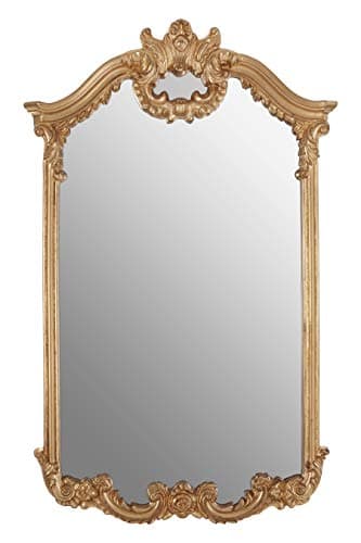 Image of Premier Housewares Rectangular Wall Mirror/Classic Mirrors For Bathroom/Bedroom/Garden Walls Fancy Wall Mounted Mirrors For Hallway With Metallic Gold Decorative Frame Finish W82 X D6 X H129cm.