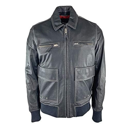 Image of Diesel Mens L-Boom Leather Jacket Large Black