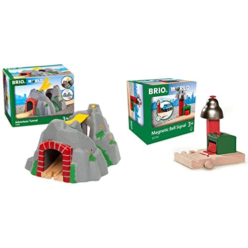 Image of BRIO World - Adventure Tunnel Train Set Accessories & World Magnetic Railway Bell Signal for Kids Age 3 Years Up - Compatible with all Train Sets & Accessories
