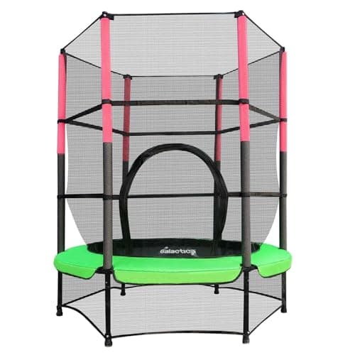 Image of GALACTICA NEW Mini Trampoline | 4.5FT 55" with Safety Net Enclosure | Indoor Outdoor Children’s Activity Junior Trampoline - Green