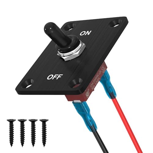 Image of Joinfworld Heavy Duty Waterproof Toggle Switch 12V DC 30A 2 Pin SPST ON/Off Toggle Switch with Mounting Panel for Marine Boat Automotive