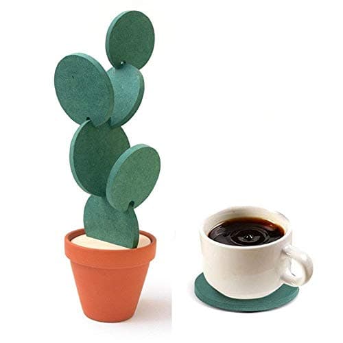 Image of Nioslier Coasters Creative Cactus Shaped Design Set of 6 Pieces for Home Office Decor