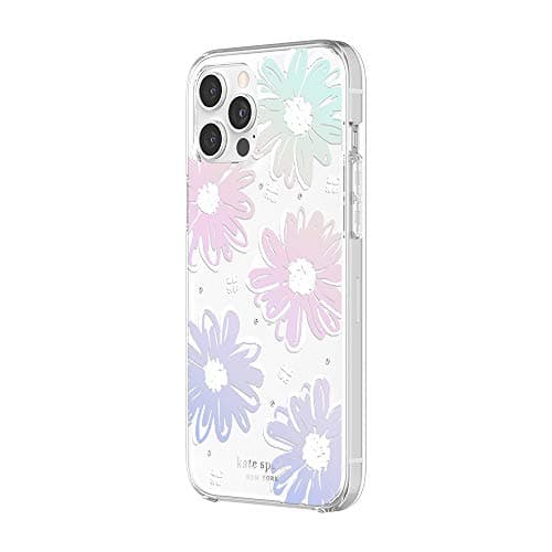 Image of kate spade new york Protective Hardshell Case Compatible with iPhone 12 Pro Max - Daisy Iridescent Foil/White/Clear/Gems