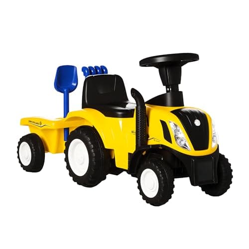Image of HOMCOM Ride On Tractor Toddler Walker Foot To Floor Slider w/Horn Storage Steering Wheel for 1-3 Years Old Yellow