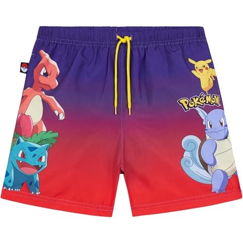 Image of Get Trend Pokemon Boys Swimming Shorts, UPF 50+ Mesh Lined Swim Shorts, Pool Swimming Trunks & Beach Essentials, Anime Gifts for Boys (5-6 Years, Multi Pokemon)