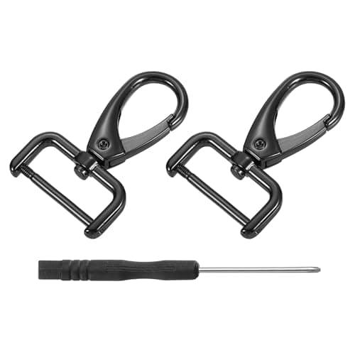 Image of sourcing map 2Pcs Swivel Clasps Hook, 25mm(1 Inch) D Ring Detachable Snap Hook Metal Lobster Claw Clasp Hook with Screwdriver for Purse Keychain DIY Craft, Black
