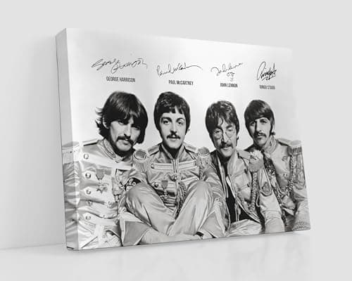 Image of HWC Trading The Beatles 16 x 12 inch Canvas Print Signed Autograph Picture for Music Fans - Canvas Only