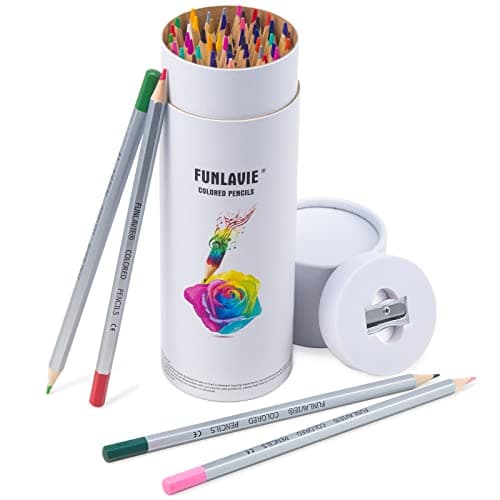 Image of FUNLAVIE 48 Colouring Pencils Set for Adult Coloring Books, Illustration and Sketching with Storage Case, Ideal for Drawing, Blending & Shading, Coloured Art Supplies for Beginner & Artist