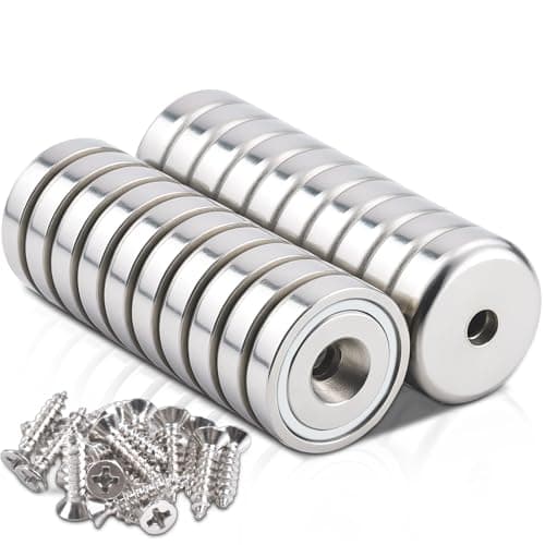Image of 20 Pack Magnets 10 kg 20 x 7 mm Neodymium Magnets with Hole and Capsule Extra Strong Neodymium Magnet, Countersunk Pot Magnet with Screws