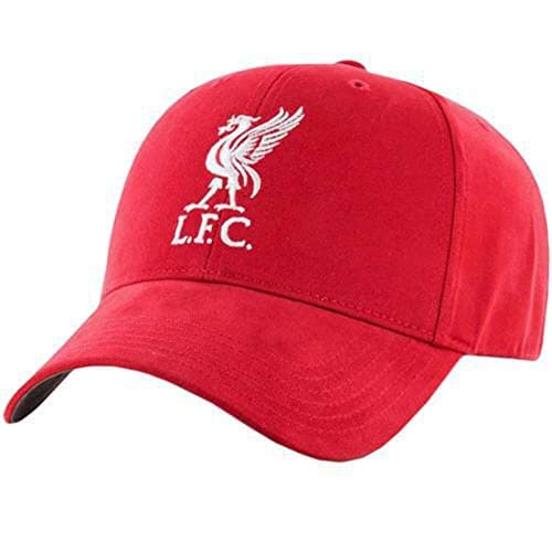 Image of Liverpool LFC Football Baseball Cap Hat Plain Red 3D Bird Badge Velcro Official, Adult, Red