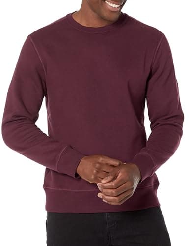Image of Amazon Essentials Men's Fleece Crew Neck Sweatshirt (Available in Big & Tall), Burgundy, M