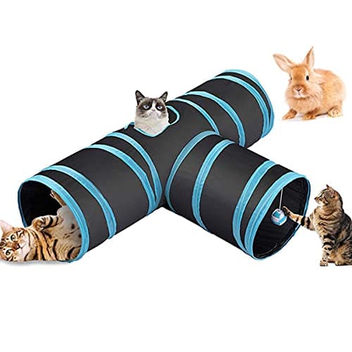 Image of Cat Tunnel Ferret Toys Kitten Toy Tunnels For Indoor Cats Rabbit Tunnels And Hides 3-Way Pop-Up Cat Toy Foldable For Kittens Rabbit toy