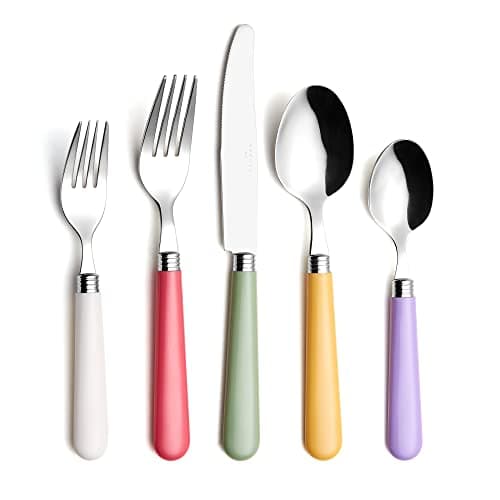 Image of Annova Cutlery Set Stainless Steel with Color Handle - 4 x Dinner Knife; 4 x Dinner Fork; 4 x Salad Fork; 4 x Dinner Spoon; 4 x Dessert Spoon (Solid Mix)