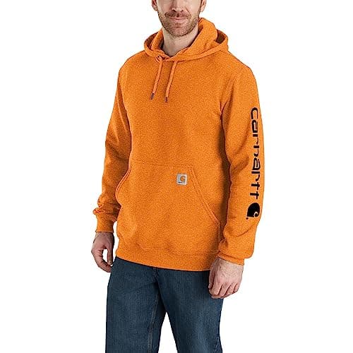 Image of Carhartt Men's Loose Fit Midweight Logo Sleeve Graphic Sweatshirt, Marmalade Heather, XL