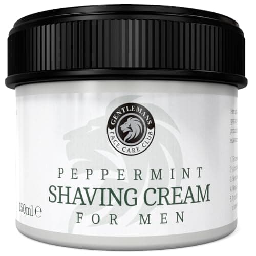 Image of Gentlemans Face Care Club Shaving Cream For Men - Vegan Friendly Peppermint Shave Cream - Extra Large 150ml Pot With ‘Easy Grip’ Lid