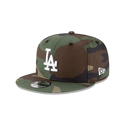 Image of New Era x MLB Men's Los Angeles Dodgers Basic 9Fifty Snapback Hat Camo Green Adjustable
