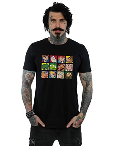 Image of Disney Men's Toy Story Character Squares T-Shirt Black XXXXX-Large
