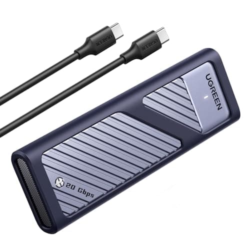 Image of UGREEN M.2 NVMe and SATA SSD Enclosure, 20Gbps NVMe Enclosure with USB 3.2 Support Gen2 x 2, SSD Enclosure Support UASP & TRIM, Aluminum M.2 Caddy for M/B+M Key SSD in Size of 2230/2242/2260/2280
