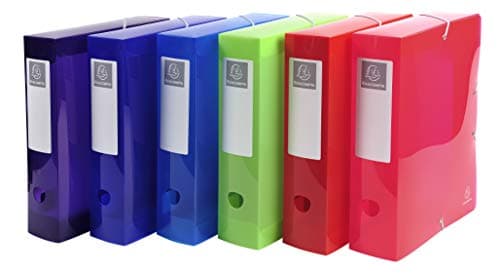 Image of Exacompta - Ref 59680E - Iderama Collection - PP Elasticated Filing Box - 250 x 330mm in Size, Suitable for A4 Documents, 80mm Spine - Assorted Colours (Pack of 8)
