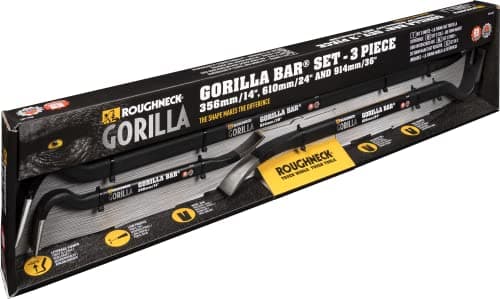 Image of Roughneck Gorilla Bar 3 Piece Set – 14in (356mm), 24in (610mm) & 36in (914mm) Drop Forged & Heat Treated Premium Wrecking Bars