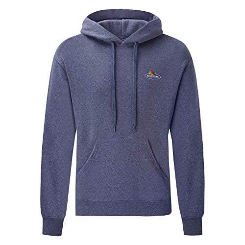 Image of Fruit of the Loom Men's hoodie, Vintage navy mottled - vintage logo small, S