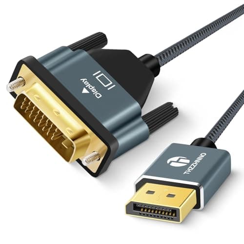 Image of Thzzhnno DisplayPort to DVI Cable 0.5M,DP to DVI-D Cable,Nylon Braided Adapter Male to Male 1080P@60Hz for Computer, Desktop, Laptop, PC, Monitor, Projector