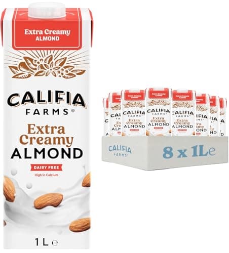 Image of Califia Farms Extra Creamy Almond - Lactose Free, Dairy Free, No Added Sugar, Vegan, Free From Plant Based Drinks (8 x 1L)