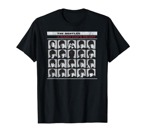 Image of Official The Beatles A Hard Day's Night Album Cover Band T-Shirt, Men, Black, X-Large