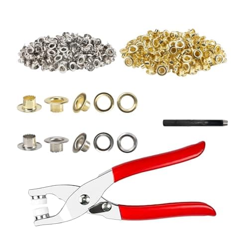 Image of COEWUR 400 PCS Eyelet Punch Kit, 1/4 Inch (6mm) Metal Eyelet Hole Punch Pliers, 2 Colors Grommet Tool Kit for DIY Belts/Shoes/Workbooks/Poster/Garden Sheets