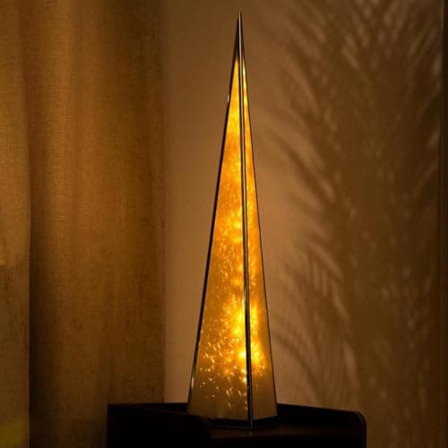 Image of Marco Paul LED Cone Christmas Tree Light Decorations - 60cm Indoor Artifical Christmas Tree Warm White Illuminated Triangle Tree for Festive Table Top Decor and Mantlepiece