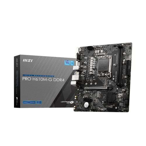 Image of MSI PRO H610M-G DDR4 Motherboard, Micro-ATX - Supports Intel 12th Gen Core Processors, LGA 1700 - 2 x DIMMs (3200MHz), 1x PCIe 4.0 x16 slot, 1 x M.2 Gen3, USB 3.2 Gen1, 1G LAN, HDMI 2.1 & DP 1.4