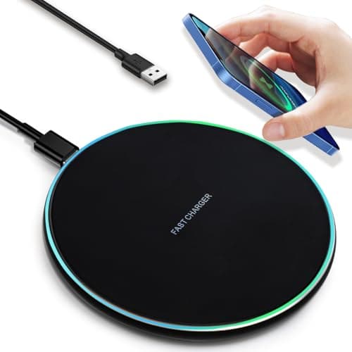 Image of Wireless Charger with Indicator Light, Fast Wireless Charging Pad with USB-C Cable, 15W Max Compatible with iPhone 15/14/13/12/XS AirPods, Samsung Galaxy S24/S23 HUAWEI