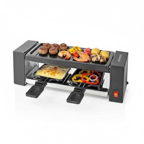 Image of Melissa Mini Raclette Grill Set for 2 People, 23x10cm Removable Grill Plate, Non-Stick Coating, with Pans & Spatulas