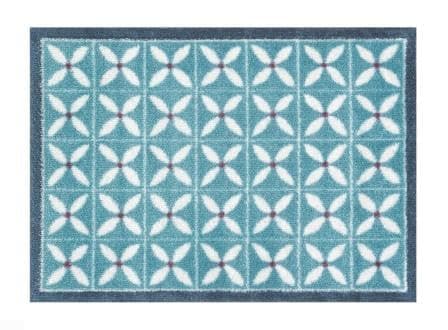 Image of Turtle Mat, Flower Fields 60X85cm Blue - Dee Hardwicke design - Highly absorbent Indoor barrier mat with Multi-Grip backing, A085DT