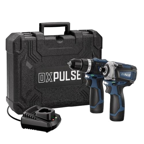 Image of DXPULSE 12V Brushless Combi Drill & Impact Driver Kit, 1/4" Hex Drive, 2 x 2.0Ah Batteries, Charger, LED Light, Screwdriver & Drill Bits, Compact Cordless Kit